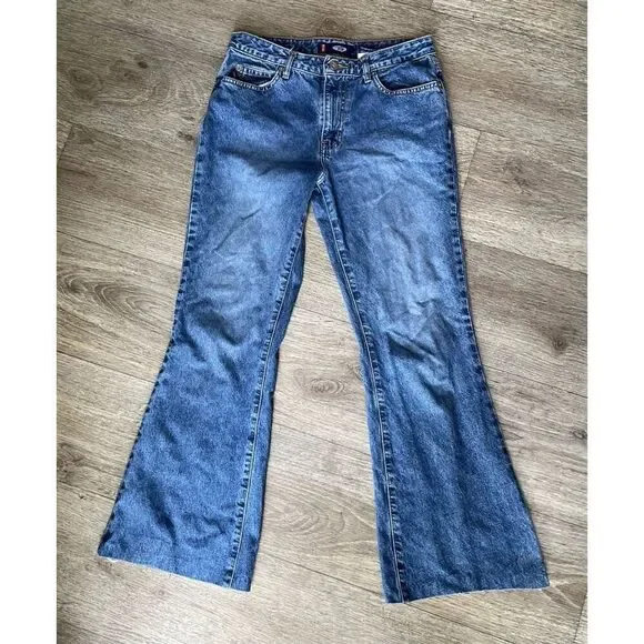 Bongo 90’s Y2K Vintage Low Ride Flare Blue Jeans Juniors 7 - Picture 1 of 9